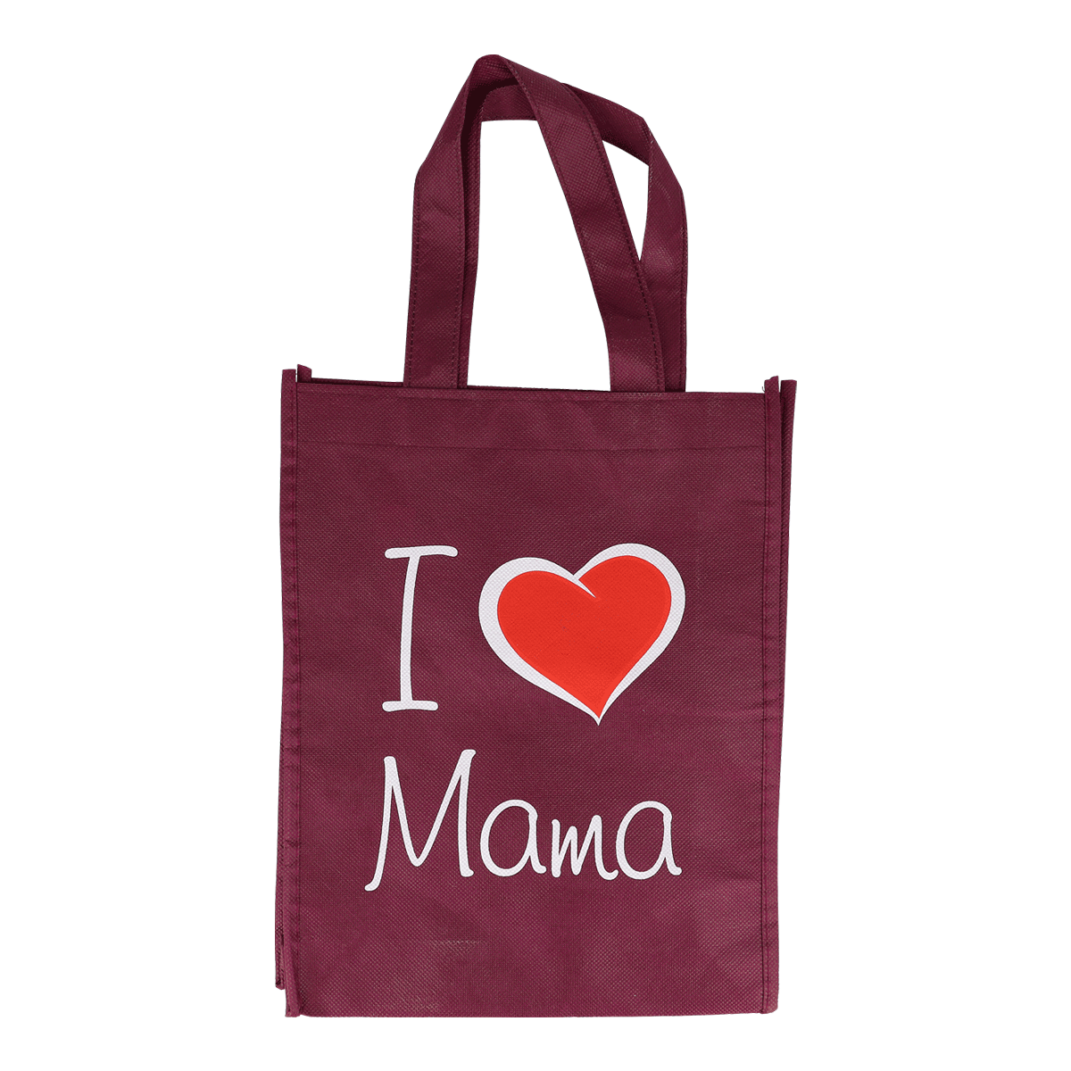 Tote-Tasche, maroon, I love Mama, Herz-Grafik, Wiederverwendbare Tasche, Tasche, Einkaufstasche, Tragetasche, Ich liebe Mama, Herz-Design, Tasche, Tote, Stofftasche, I Love Mama, Herz