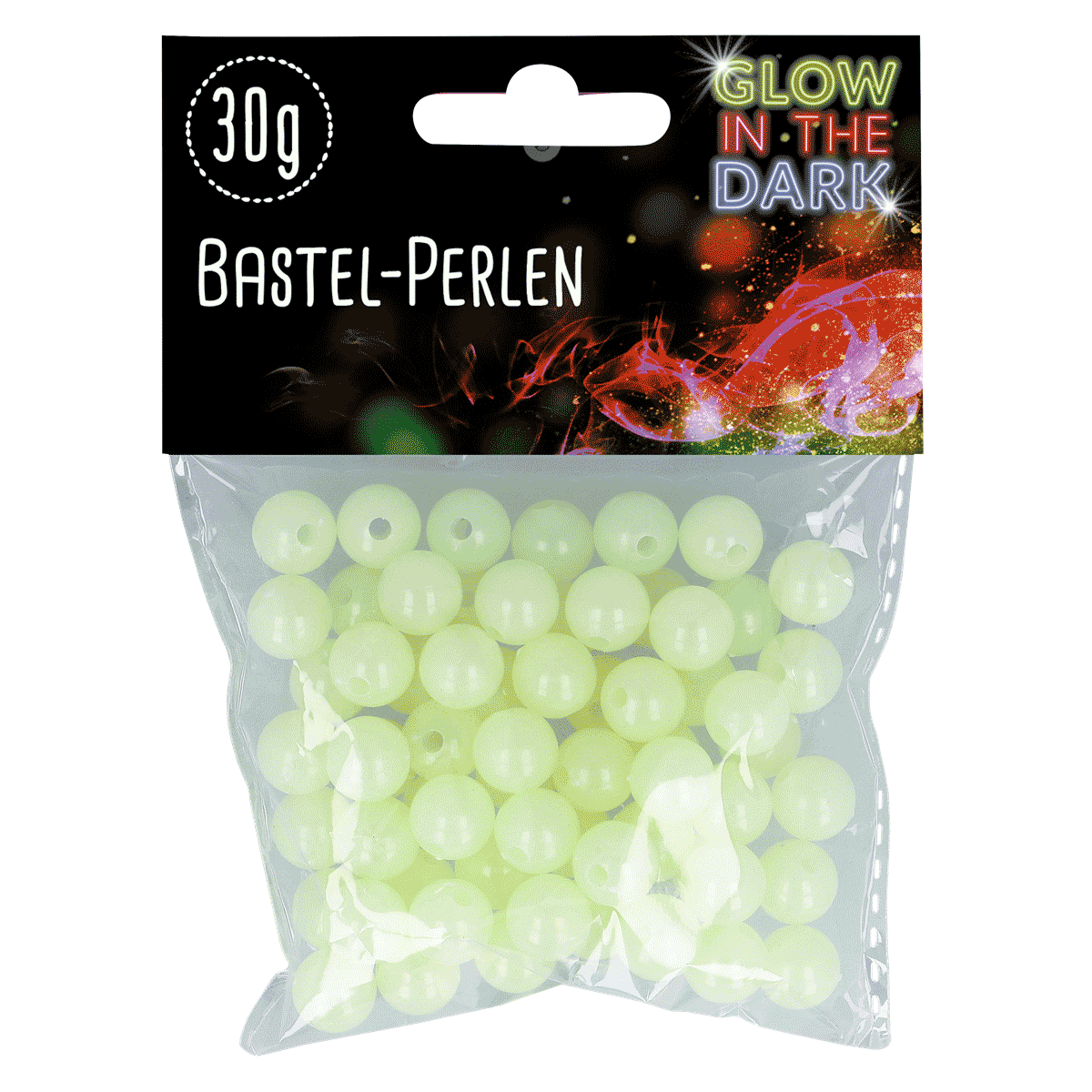 Bastelperlen, Leuchtperlen, Kunststoffperlen, Hellgrün, 30 g