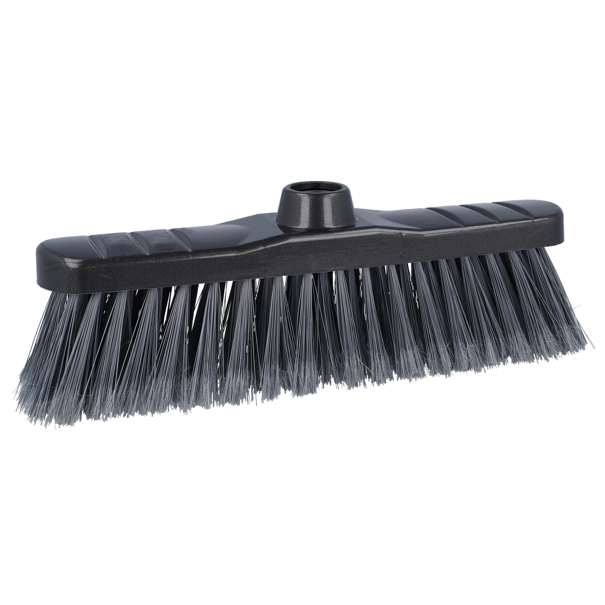 Besen, Grobhaar, Bürstenkopf, Schwarz, Stielose Bürste, Besen, Bürstenkopf, Kunststoffbürste, Streubreite, Schwarz, Besen, Haushaltsbürste, Städbürste, Kopf mit Griffaufnahme, PVC Borsten