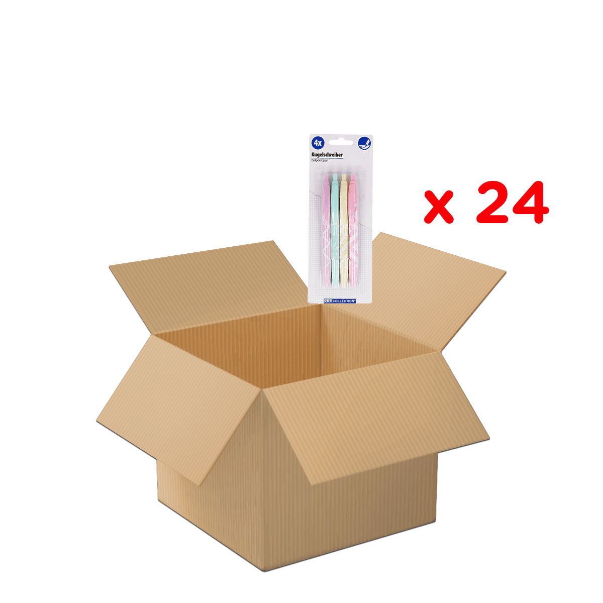 Verpackung, Kartonbox, Geschenkbox, Versand, offene Box, Kartonbox, Aufbewahrung, Paketkarton, Umzugskarton, Setzartikel, Kartonbox, Offene Box, Bürobedarf, Kugelschreiber, 4erPack