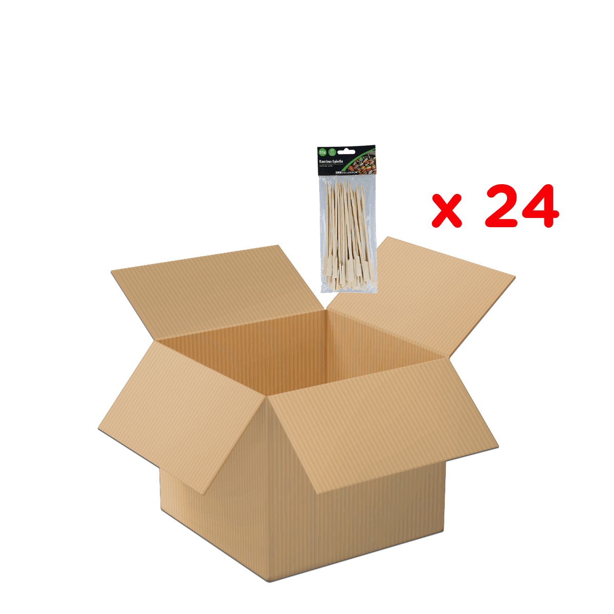 Kartonschachtel, Open box, Sticks, Bambus-Spieße, Packung 24, Kartonbox, Umfang, Stäbchen, Holzspieße, 24 Stück, Kartonbox, Umzugskiste, Öffnen, Holzstäbchen, Sinte