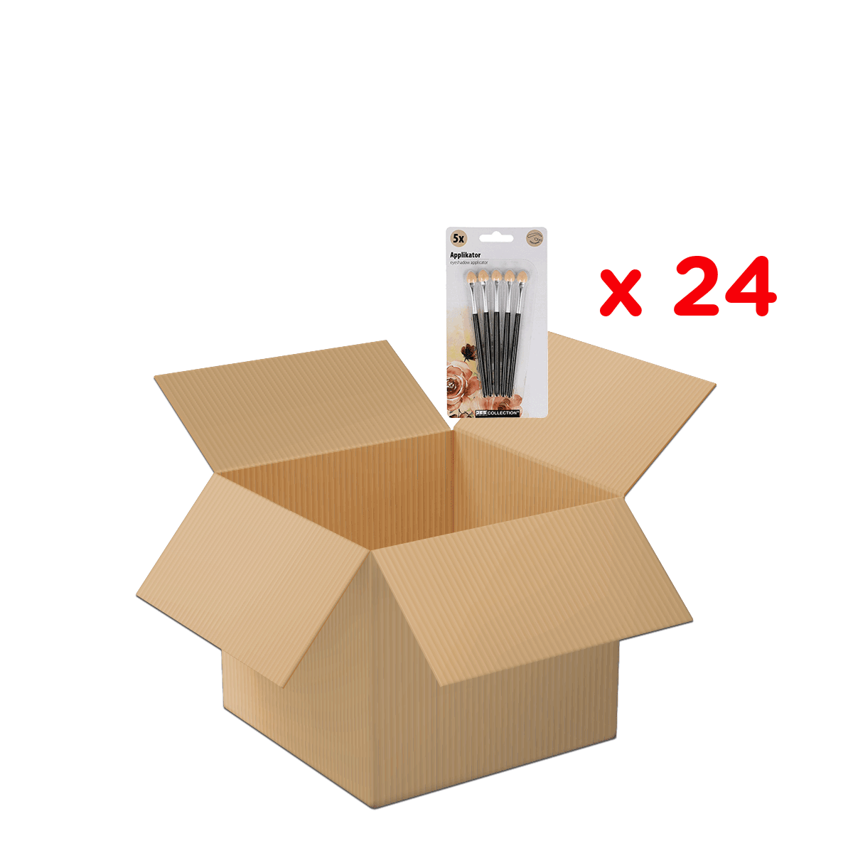 Kartonbox, offene Verpackung, Pinsel-Set, Applikator, 24 Stück, Pappe Box, offenes Paket, Verpackung, Wellpappe, Kunstbedarf, kartonbox, umzugskarton, schachtel, kartonverpackung, lieferungspackung