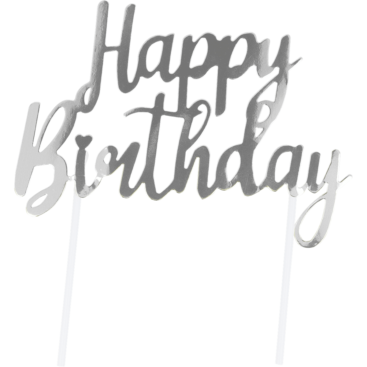 Birthday, Happy Birthday, Cake Topper, Schriftzug, Silber, Geburtstag, Happy Birthday, Tortenaufsatz, Silber, Schriftzug, Birthday, Dekoration, Kuchenaufsatz, Silber, Schriftzug