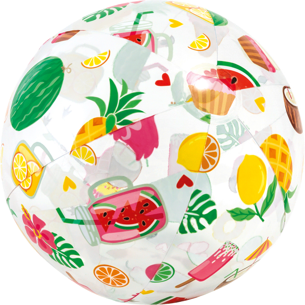 Ball, Poolball, Fruchtmuster, Sommer, aufgeblasen, Sommerball, Cocktail-Motiv, Fruchtmuster, Papierball?, Sommerdekor, Sommerball, Fruchtmuster, Papierball, Farbige Motive, Wassereis-Design