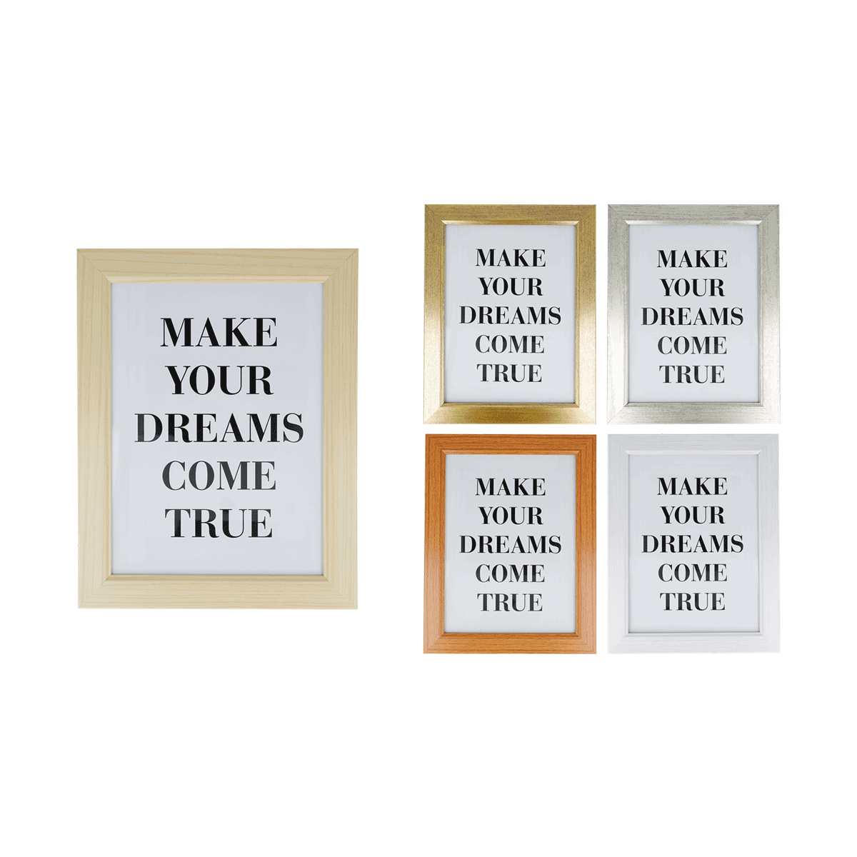 bilderrahmen, rahmen, stapelrahmen, kunstrahmen, wanddekoration, rahmen, poster, spruch, Make Your Dreams Come True, Kunstwerk, Bildrahmen, Fotosrahmen, Holzrahmen, Goldrahmen, Silberrahmen