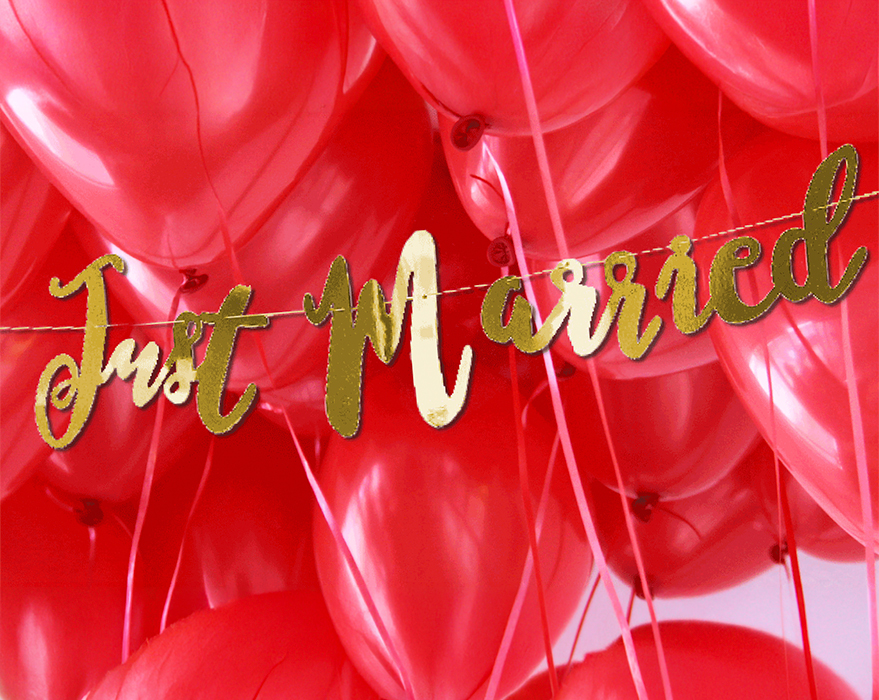 herzweig, ballon, rosarot, just married, deko