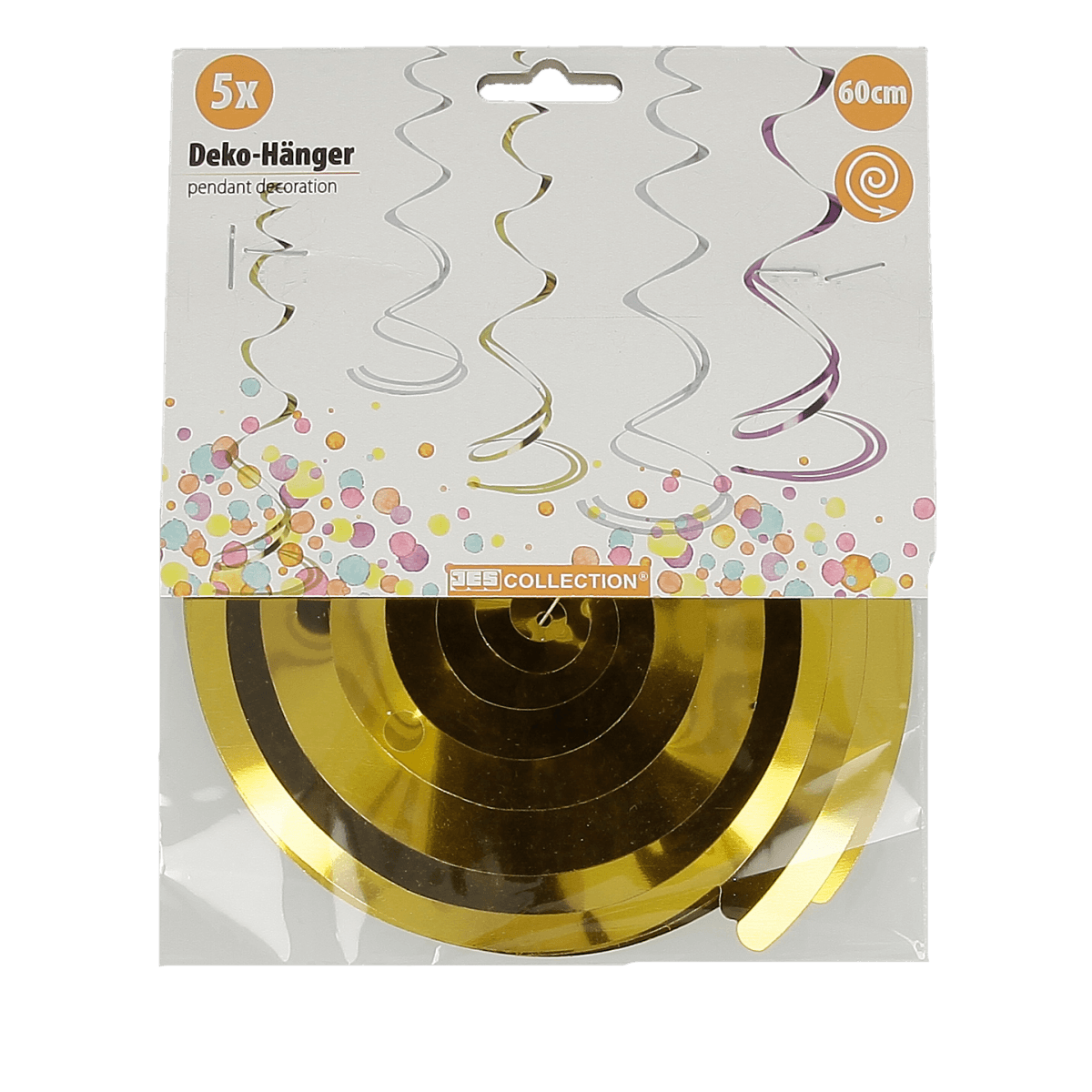 Tischdeko, Konfetti, Hänger, Goldfolie, Deko-Set, Deko-Hänger, Girlanden, Spirale, Papierdeko, goldene Kreise, Deko-Hänger, Konfetti, Spirale, goldfarben, 60 cm