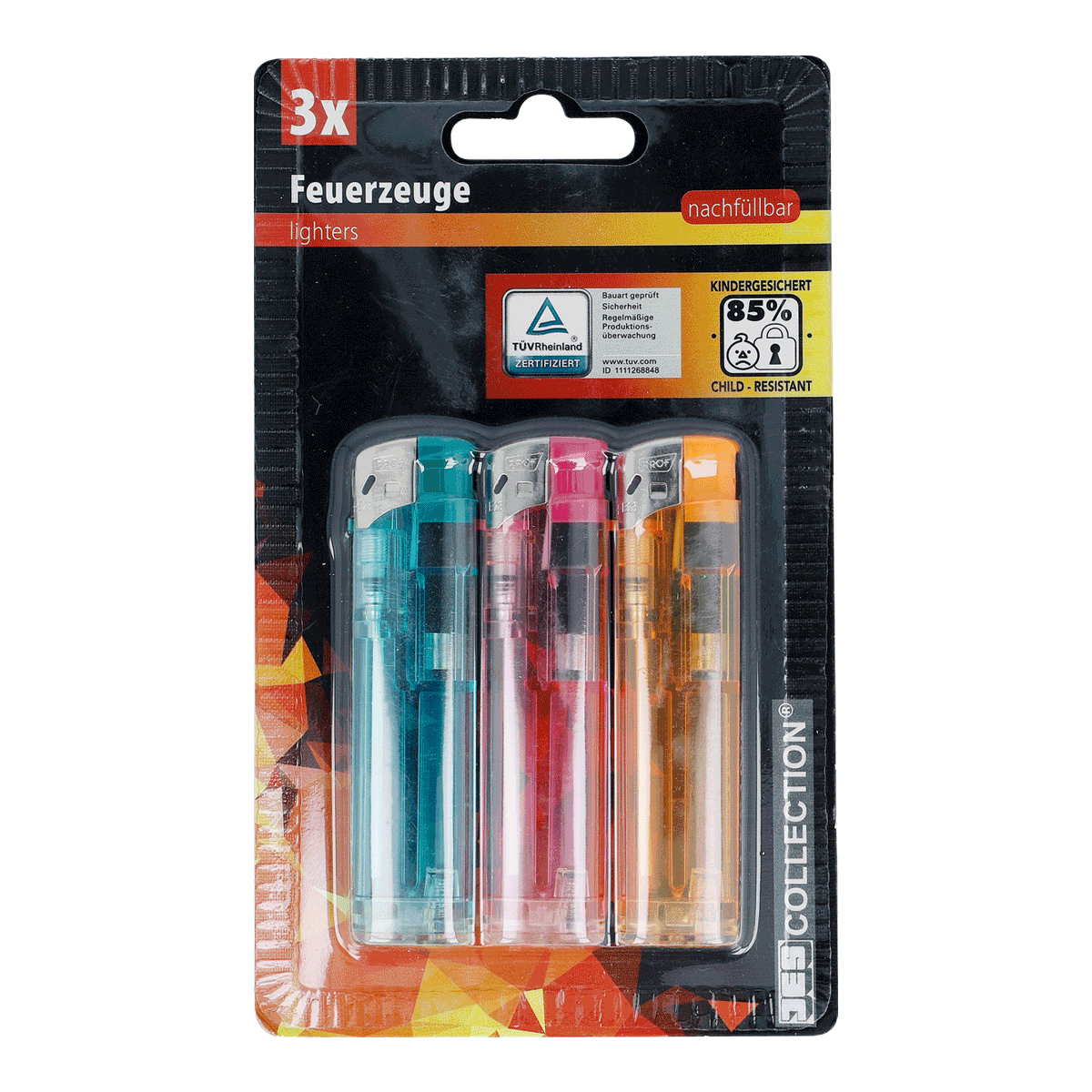 Feuerzeuge, Mehrfarbig, Kunststoffhülle, 3er-Pack, Stiftflammen, feuerzeug, feuerzeuge set, plastikfeuerzeug, bunte farben, 3x feuerzeug, Feuerzeuge, Nachfüllbar, Lighters, Flammenanzünder, 3x