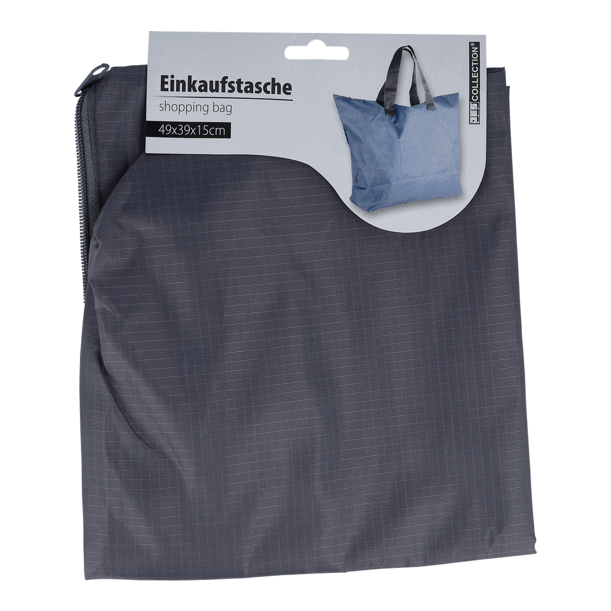Einkaufstasche, Shopping bag, Nylon, Größe 49x39x15 cm, universal, shopping bag, Einkaufstasche, Tasche, Faltbar, Größe 49x39x15cm, Einkaufstasche, Shopping bag, Graues, Kartonetikett, Reißverschluss