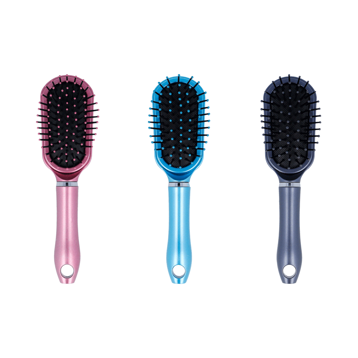 Haarebürste, Paddle Brush, Haarkamm, Stiftbürste,  pink/ blau/ grau, Haarbürste, bunt, entwirren, Igelbürste, ovale Bürste, Haarbürste, Glattbürste, 4-in-1, Bürstenkopf, farben