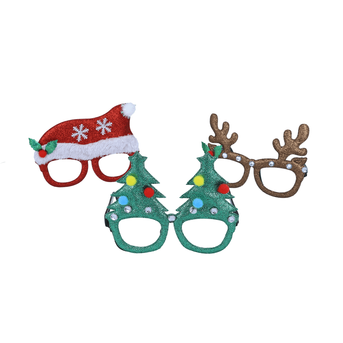 Weihnachtsbrille, Glitzer, Ski-Glitzer, Weihnachtsdeko, Requisitenbrille