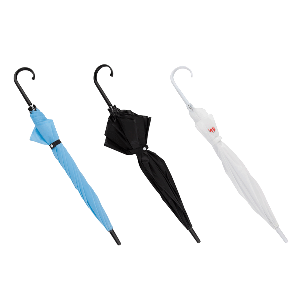 Regenschirm, Schirm, Umbrella, Farbe: Blau/Schwarz/Weiß, Knopfverschluss, Regenschirm, Kompakt, Knopfverschluss, Schirmstiel, Halterung, Regenschirm, Schirm, Faltbar, Kunststoffgriff, Kompakt