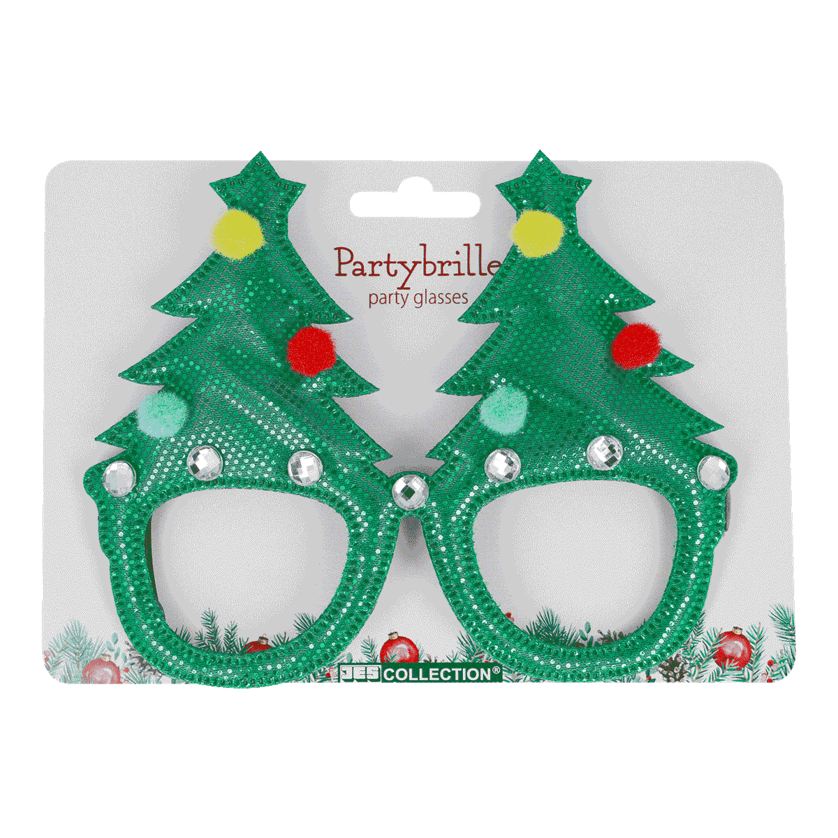 Partybrille, Weihnachten, grün, glitzer, strasssteine