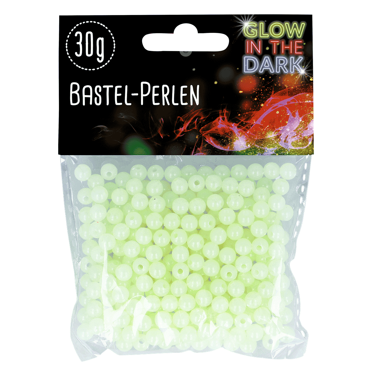 Bastelperlen, Leuchtperlen, Neongrün, Rundperlen, 30 g