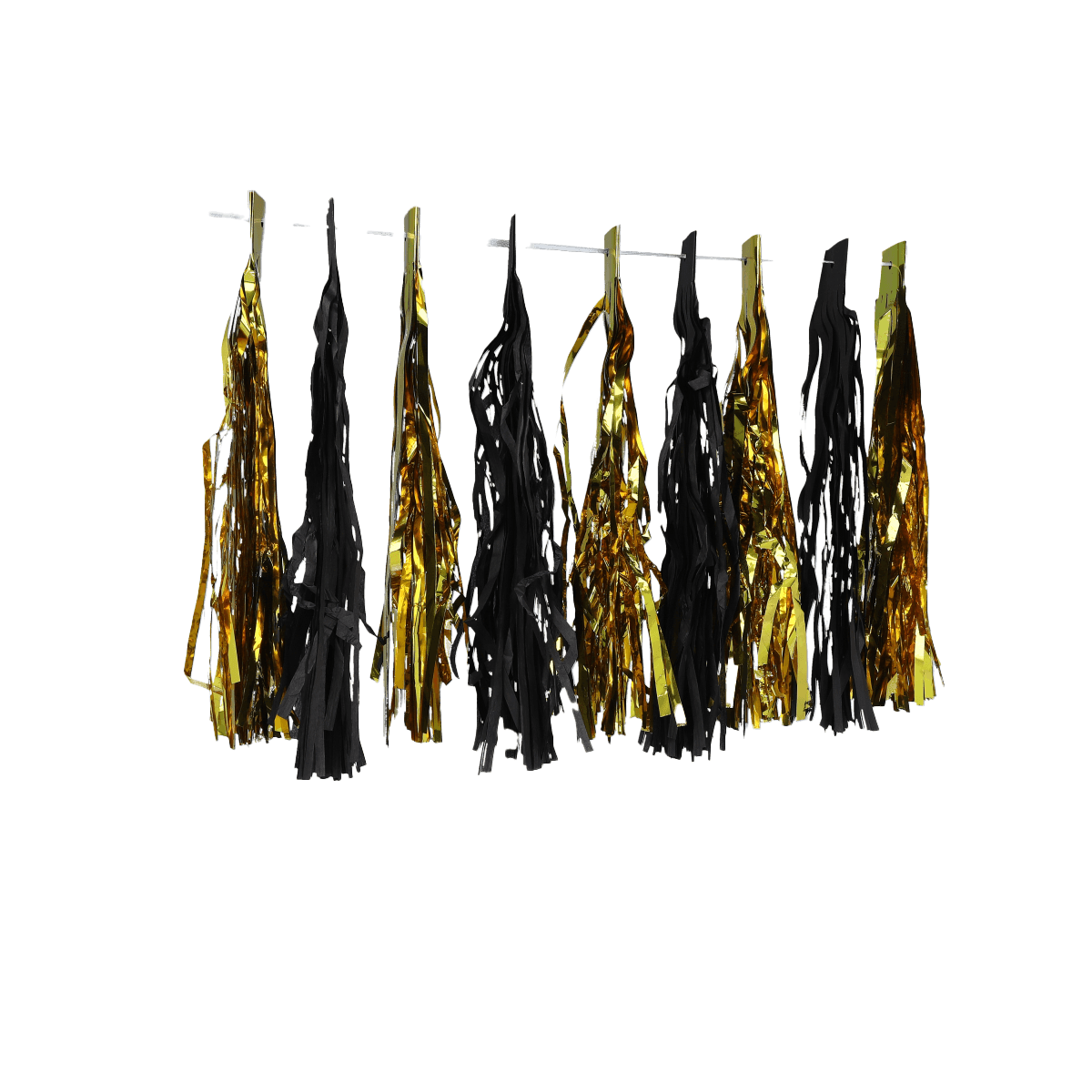 Pompoms, Girlande, Dekoration, Schwarz-Gold, Luftschmuck, Girlande, Deko-Band, Gold-Schwarz, Mehrrang-Girlande, Tinsel, Pom-Poms, Girlande, Dekorationen, Schwarz-Gold, Streamer