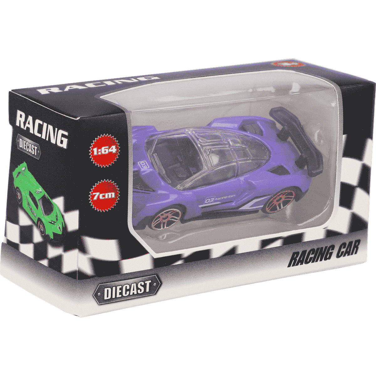 Rennwagen, Diecast, 1:64 Maßstab, Lila, Verpackungskarton, Racing Auto, Diecast, 7 cm, 1:64, Lila, Modellauto, Diecast, Rennen, Lila, 7 cm