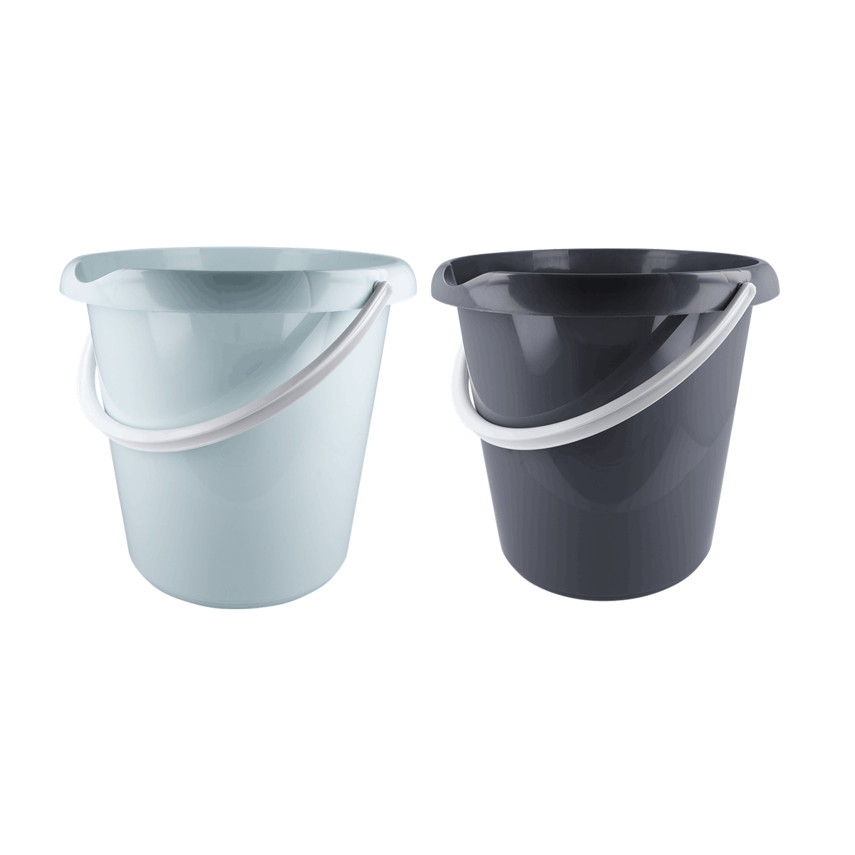 Eimer, Kunststoff, Beige/Blau, Tragegriff, Schaftform, Sandkastenbehälter, Kunststoffkübel, Bucket, Blauer Becher, Kübel-Set, Eimer, Kunststoff, Becher, Dualfarben, Tragegriff
