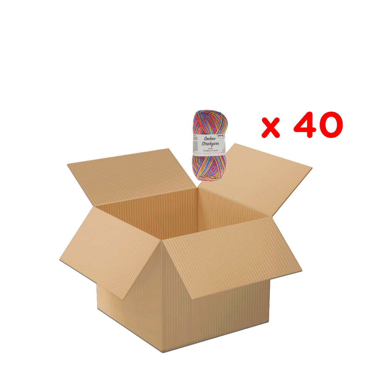 Kartonbox, Verpackung, Sockenstrickgarn, Garnrolle, 40 Stück, Paketbox, Wolle, Sockenwolle, Mehrfachstich, Knäuel, kartonbox, offenes karton, kartonverpackung, strickgarn, wollknäuel