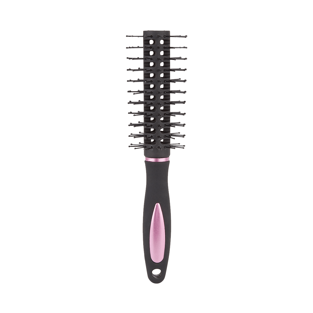 Bürstenkamm, Rundbürste, Kaltrostiertes Metallstifte, Druckknopfgriff, Pink Schwarz, Haarbürste, Rundbürste, Hot-Pink-Akzente, Plastikgriff, Belüftungsbürste, Haarglätter, Bürstenkamm, Kopf mit Noppen, Glanzbürste, Kombinationsbürste