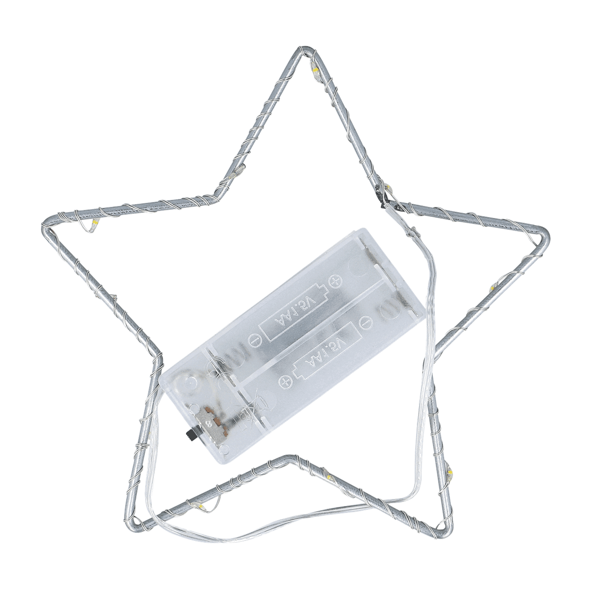 Sternform-Rahmen, Lichterkette, LED-Lichter, Draht-Rahmen, Batteriebox