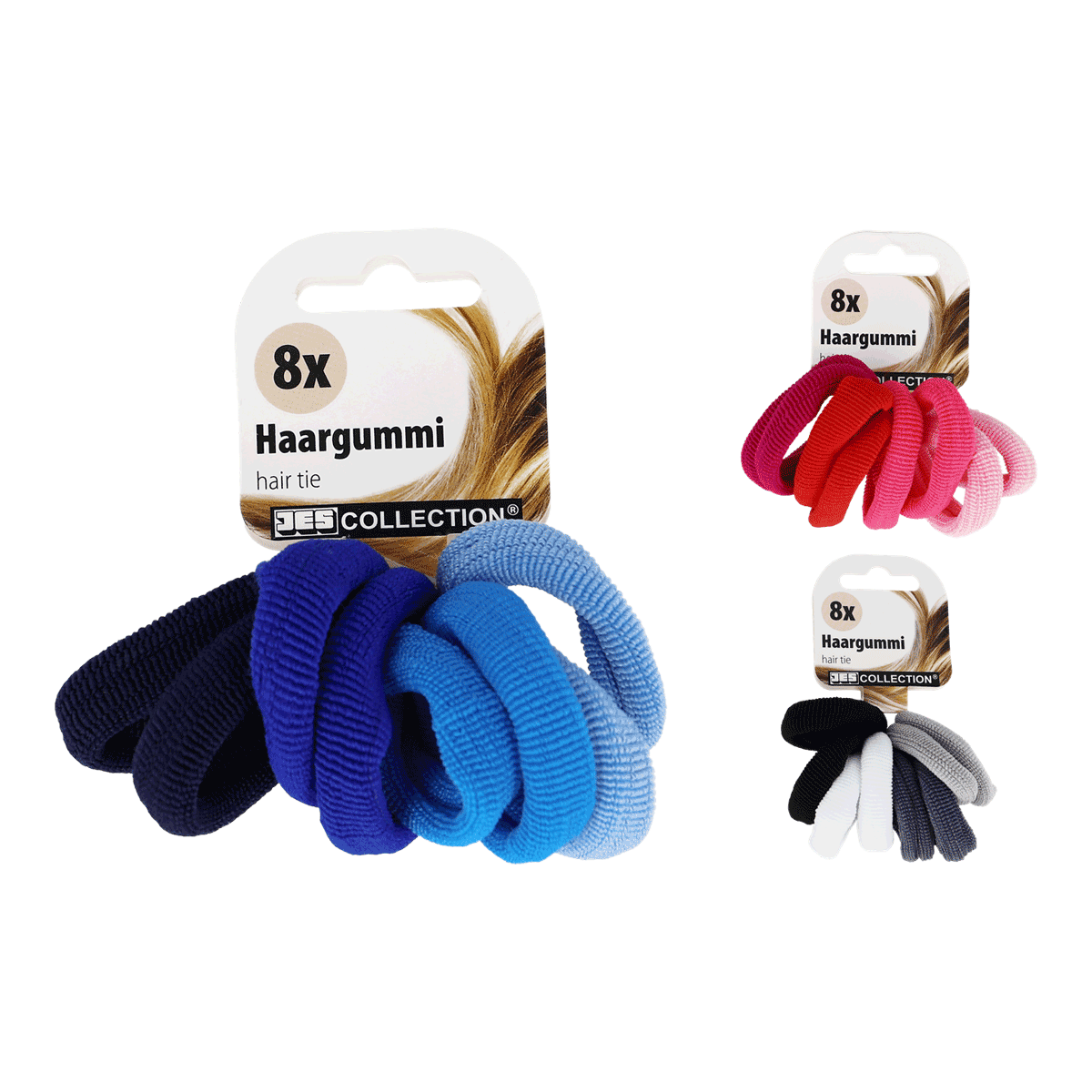 Haargummi, Haarband, Styling-Accessoire, 8x, Gummiband, Haargummi, Hair tie, 8x, Elastic, Kleine Packung, Haarbänder, Gummis, Haarband, Haarzug, 8x Haargummi