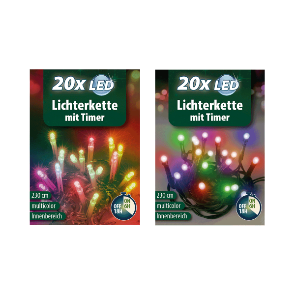 20er LED-Lichterkette mit Timer