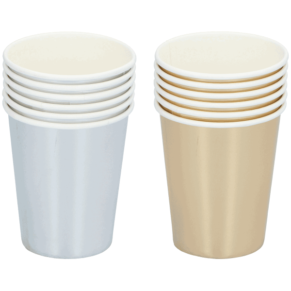 24 x 6er Pappbecher Metallic Ø7,5 cm (144 Stück)
