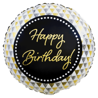 Folienballon Happy Birthday schwarz gold silber 18''