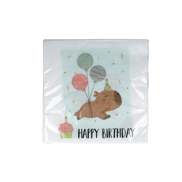20er Servietten Happy Birthday CAPYBARA
