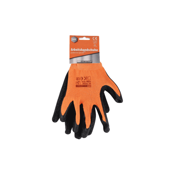 18 x Arbeitshandschuhe in Größen M-XXL mit Latex-Beschichtung Orange (36 Teile)