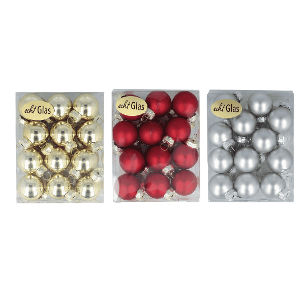 12 x 24er Glaskugeln Weihnachten Ø2,5 cm (288 Stück)