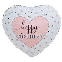 Folienballon Happy Birthday Herzform rosa 18
