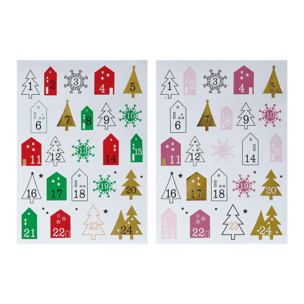 24 x Sticker Adventskalender 1-24 (24 Stück)
