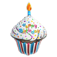 Folienballon Happy Birthday Kuchenform mit Kerze 18
