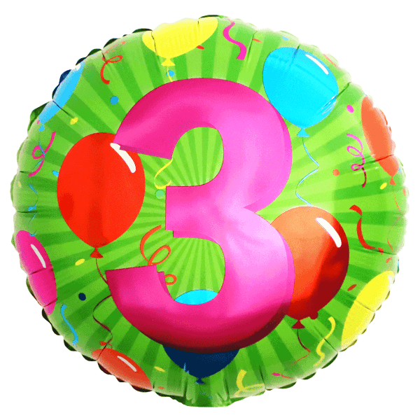 Folienballon mit Zahl 3