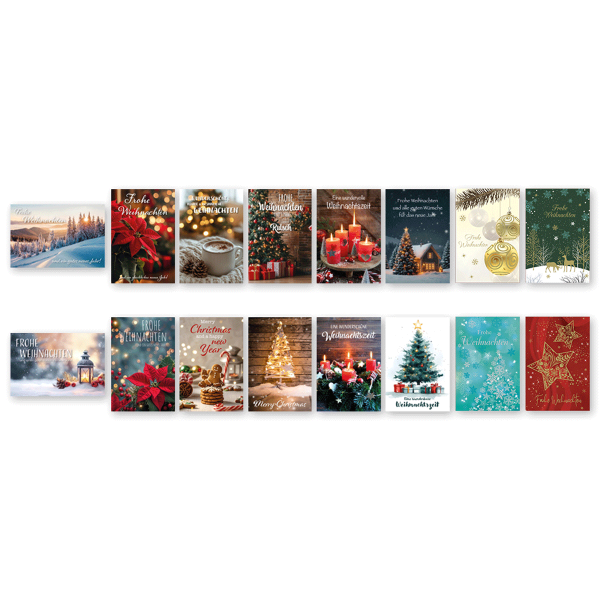 24 x 8er Set Weihnachtskarte mit Umschlag (192 Stück)