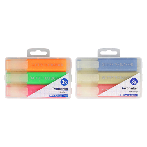 3er Textmarker GLITTER