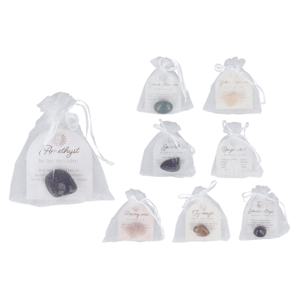 Deko-Edelstein in Geschenksäckchen