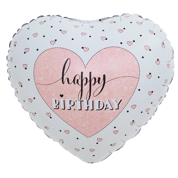 Folienballon Happy Birthday Herzform rosa 18&quot;