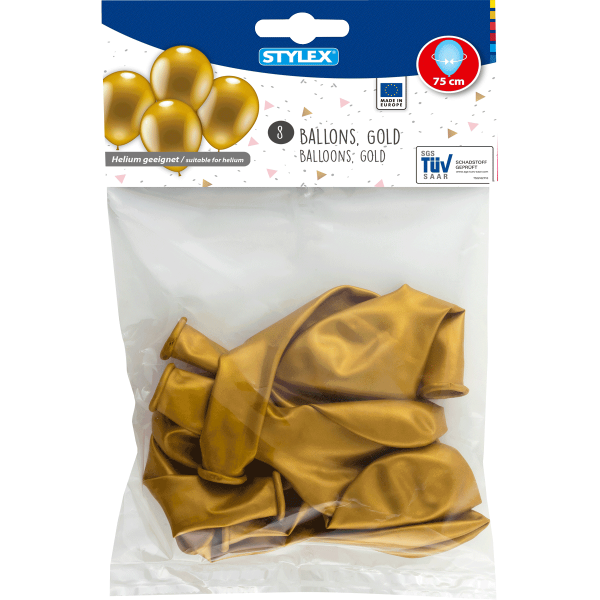 10 x 8er Luftballons Gold Ø75 cm (80 Stück)