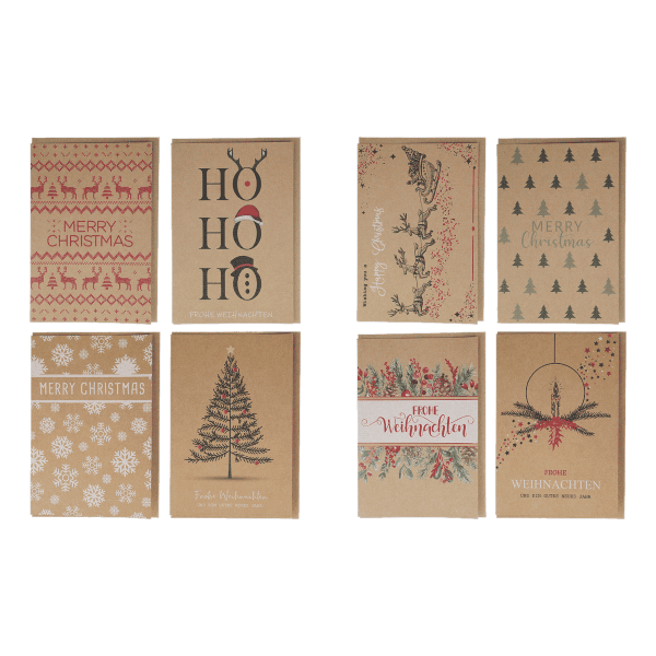 4 x 8er Weihnachtskarten mit Umschlag (32 Stück)
